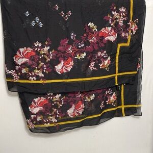 Ann Taylor Large Floral Black Scarf